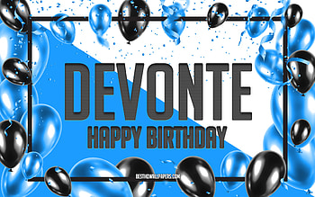 Happy Birtay Devonte, Birtay Balloons Background, Devonte, with names, Devonte Happy Birtay, Blue Balloons Birtay Background, Devonte Birtay HD wallpaper