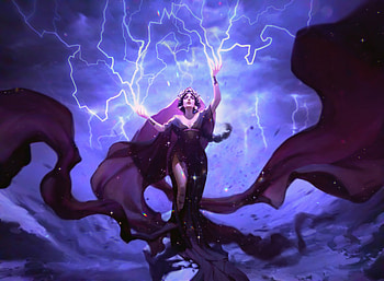 Storm Goddess, blue, night, art, pauline voss, girl, goddess, fantasy, luminos, storm HD wallpaper