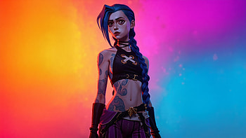 Jinx Arcade Anarchy, jinx-league-of-legends, league-of-legends, games, ai, artwork, digital-art, video-games HD wallpaper