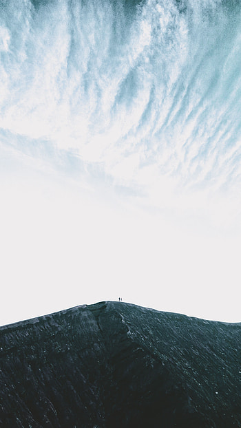 Sky, Rock, Mountain, Vertex, Top, Silhouettes, Minimalism HD phone wallpaper