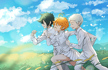 The Promised Neverland Anime, Dark secrets, Thrilling suspense, Escape journey HD wallpaper