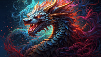 Colorful Chinese Dragon, Chinese, dragon, colorful, monster HD wallpaper