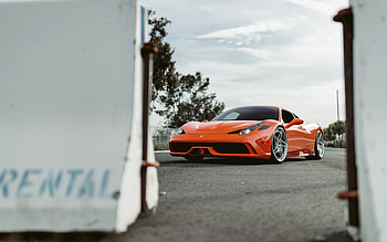 Ferrari 458 Italia, front view, exterior, orange 458 Italia, orange sports car, Ferrari HD wallpaper
