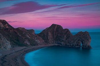 Sunset, Durdle Door, coast, sea, UK HD wallpaper