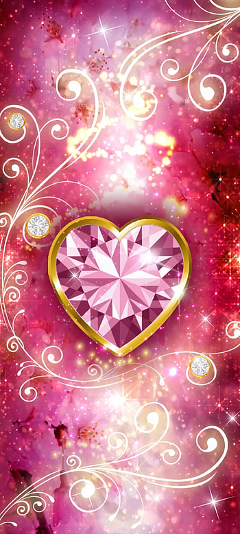 Pink Heart jewelry, magenta, diamond, valentine HD phone wallpaper