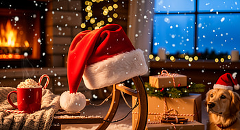 Cozy Santa Hat: Holiday Hearth, Santa Hat, Sled, Gift, Mug HD wallpaper