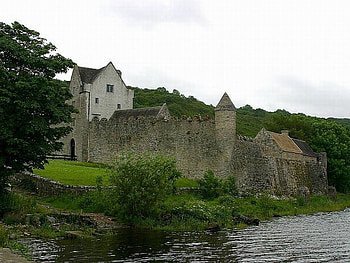 CASTLE, trees, river, old HD wallpaper