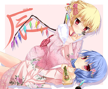 Flandre and Remilia, game, touhou, wall, girl, new, saccubus, beauty HD wallpaper