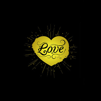 Love, yellow heart, dark HD phone wallpaper