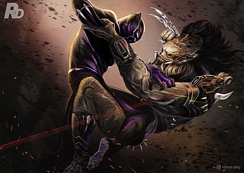 Black Panther Vs Predator Illustration, black-panther, predator, superheroes, artwork, behance, digital-art HD wallpaper