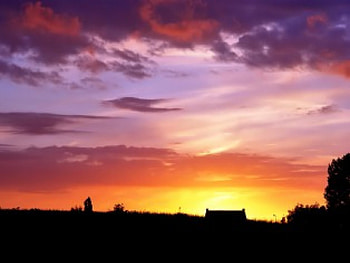 sunset, camp HD wallpaper
