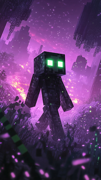 Purple Enderman for Minecraft Fans, video game, Minecraft, purple HD phone wallpaper
