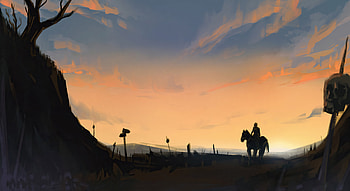 Horse Sunset , horse, sunset, artist, artwork, digital-art, deviantart HD wallpaper