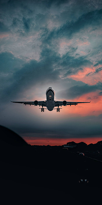 Airplane, cloud, sky, amoled, runway34, portrait HD phone wallpaper