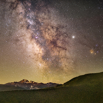 Landscape, Nature, Mountains, Night, Forest, Starry Sky HD phone wallpaper