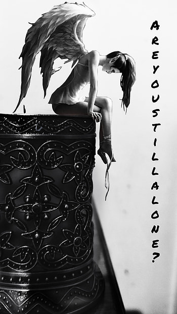 Alone, amoled, sad, black, dark, angel HD phone wallpaper