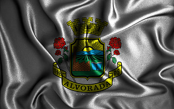 Alvorada flag, , silk wavy flags, brazilian cities, Day of Alvorada, Flag of Alvorada, fabric flags, 3D art, Alvorada, cities of Brazil, Alvorada 3D flag HD wallpaper