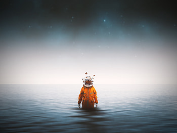 Astronaut, spacesuit, butterflies, fantasy, digital art HD wallpaper