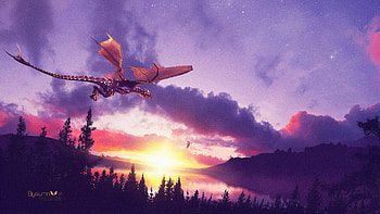 Dragon Lake, dragon, artist, artwork, digital-art, deviantart HD wallpaper