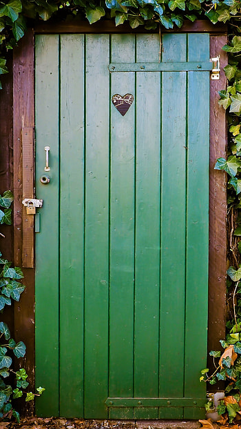Door of Ivy-Covered House, green, heart, man made, door HD phone wallpaper
