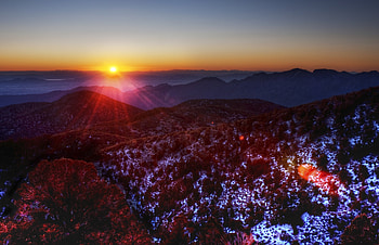 Nature, Sunset, Sun, Horizon, Glare, Hills, Overflow, Overflows HD wallpaper
