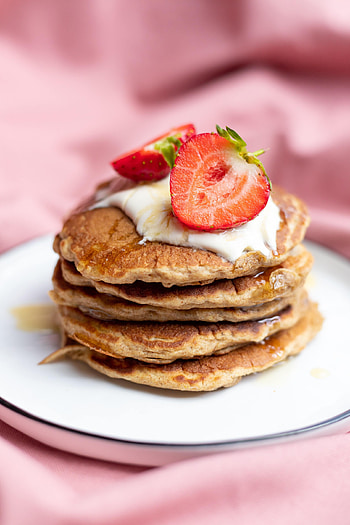 Food, Strawberry, Desert, Pancakes HD phone wallpaper