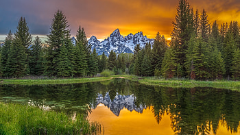 Sunset Reflection, Nature, Reflection, Sunset, lake HD wallpaper