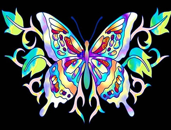 Stained Glass Butterfly, stained glass, leaves, butterfly HD wallpaper