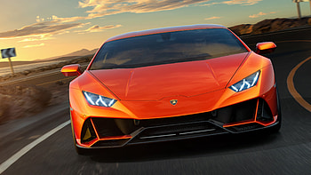 Lamborghini Huracan Evo Orange Supercars, Road view HD wallpaper
