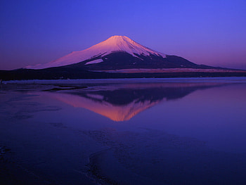 Fujisun, blue, asian, japan, landscape, beautiful, mountain, velvet, reflection, nature, sky, fuji, water HD wallpaper