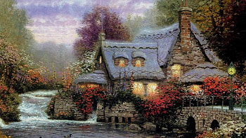 little old house, garden, river, country, house HD wallpaper
