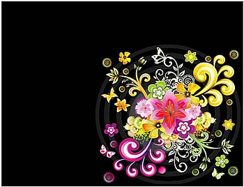 Flower Vector, vector, flowers, butterfly, corner design HD wallpaper