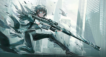 Sniper Rifle, Anime, Girl HD wallpaper