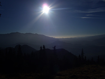 sun, clouds, mountains,blue sky, nice, blue sky, clouds, mountains, sun, nice HD wallpaper