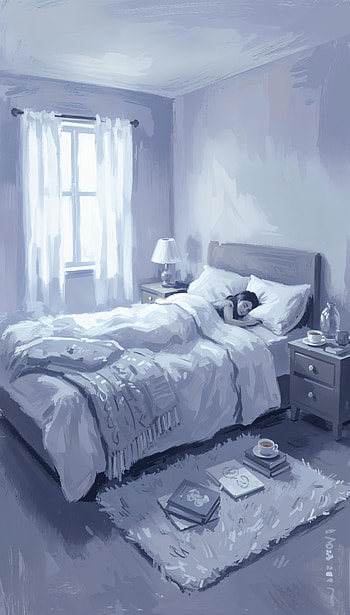 Moonlit Sleepcore, bedroom, bed HD phone wallpaper