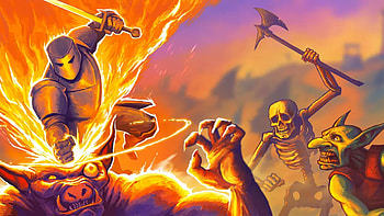 Megabonk RPG — Flaming Knight vs. Undead Horde, video game, RPG HD wallpaper