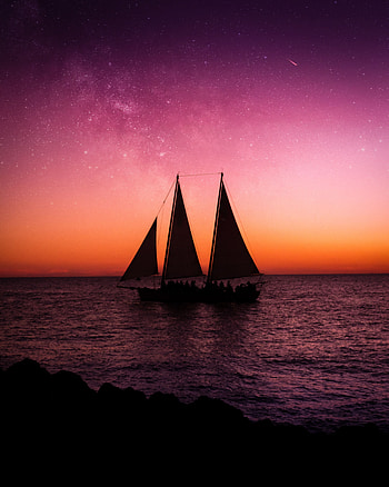 Sailfish, Sea, Twilight, Dark, Dusk, Sailboat, Ship HD phone wallpaper
