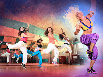 Zumba sports, Energetic dance, Vibrant backgrounds, Dynamic movements HD wallpaper