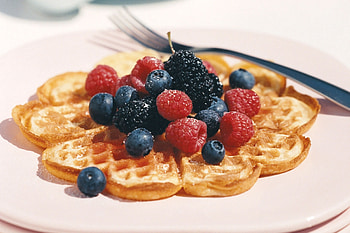 Waffles with three toppings, Creative culinary masterpiece, Flavorful and satisfying, Sweet and savory HD wallpaper