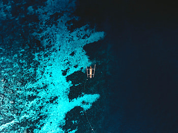 Sea, Water, View From Above, Miscellanea, Miscellaneous, Boat, Reef HD wallpaper