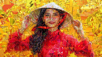 Mosaic, Women, Artistic, Asian HD wallpaper