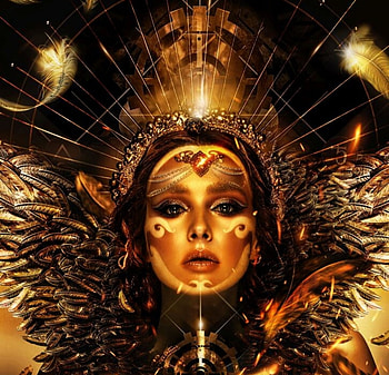 Golden face, golden, fantasy, eerilyfair, face, girl HD wallpaper
