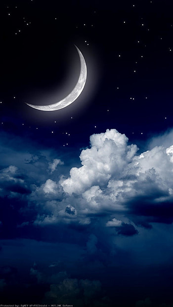 Sky-clouds-moon--of-night-stars-view- HD phone wallpaper