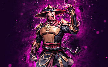 Raiden, , purple neon lights, Mortal Kombat Mobile, fighting games, MK Mobile, creative, Mortal Kombat, Raiden Mortal Kombat HD wallpaper