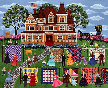 Quilt Sale 1, architecture, quilts, art, landscape, farm, beautiful, artwork, scenery, wide screen, painting HD wallpaper