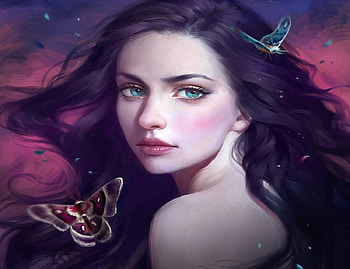 Butterfly Woman, Abstract, Beautiful, Woman, Butterflies, Eyes, Makeup, Pretty HD wallpaper