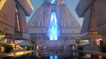 Portal of the Azure Pyramid — Fantasy Landscape, fantasy, portal, landscape, fantasy landscape HD wallpaper