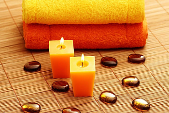 Beautiful Candles, Candles, Orange, Relax, Still life, Towel HD wallpaper