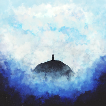 Art, Clouds, Silhouette, Loneliness, Hill HD phone wallpaper