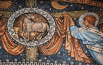 Jesus - Lamb of God, dome, Jesus, angel, Lamb of God, mosaic HD wallpaper